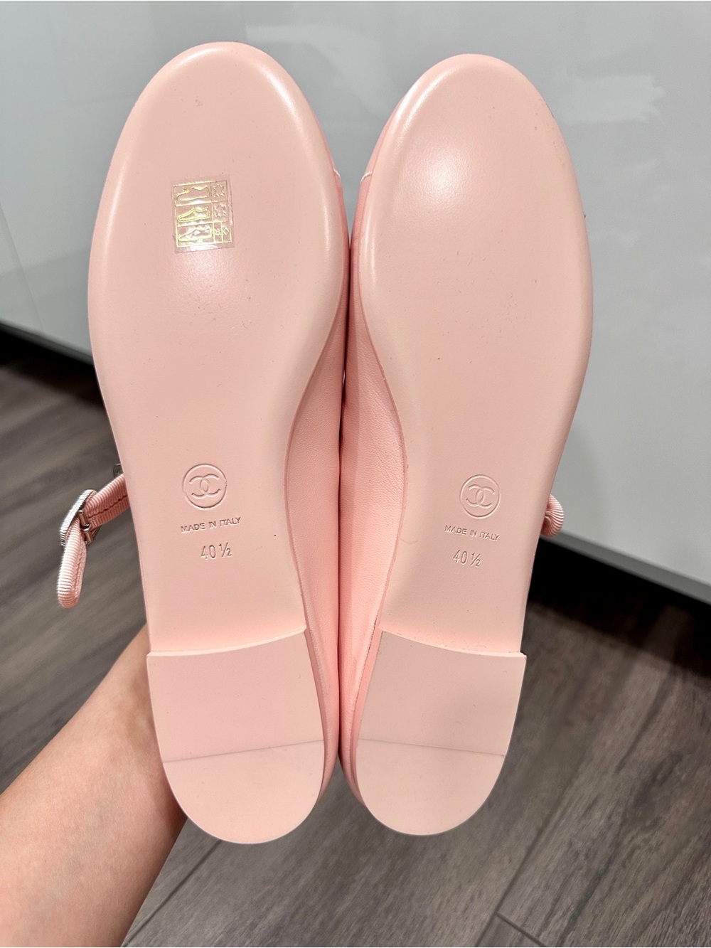 2026 CHANEL CC LOGO PINK LEATHER MARYJANE BALLET FLATS SHOES SILVER BUCKLE 40.5 - Picture 12 of 14